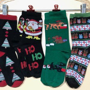 *4 Pairs~*Festive Fun Christmas Socks Women's Size 6-9 / *Pre~owned